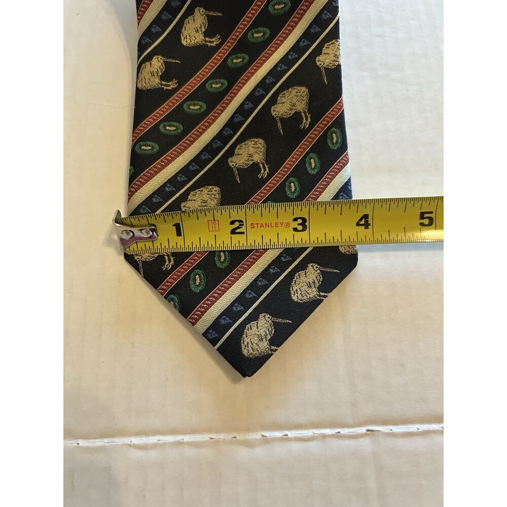 Vtg New Zealand Eskay Men’s Tie Kiwi Bird And Nest Print 3.75” Navy Polyester - Picture 5 of 9